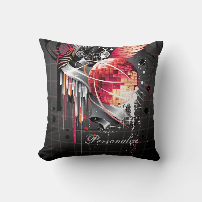 Funky abstrakter Girly Disco-Ball-Musik-Entwurf Kissen (Vorderseite)