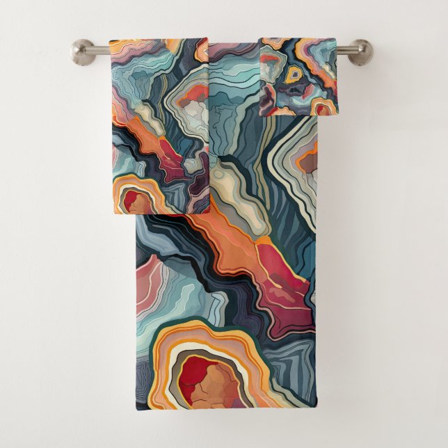 Funky Abstraktes, farbenfrohes Patternbad Badhandtuch Set (Insitu)