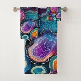 Funky Abstraktes, farbenfrohes Patternbad Badhandtuch Set