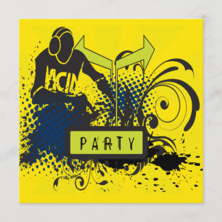 Funky abstraktes saures Haus DJ-Party Einladung
