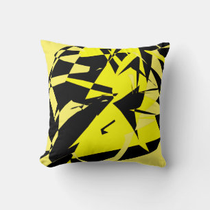 Funky abstraktes Schwarz-Gelb-Muster-Kissen Kissen