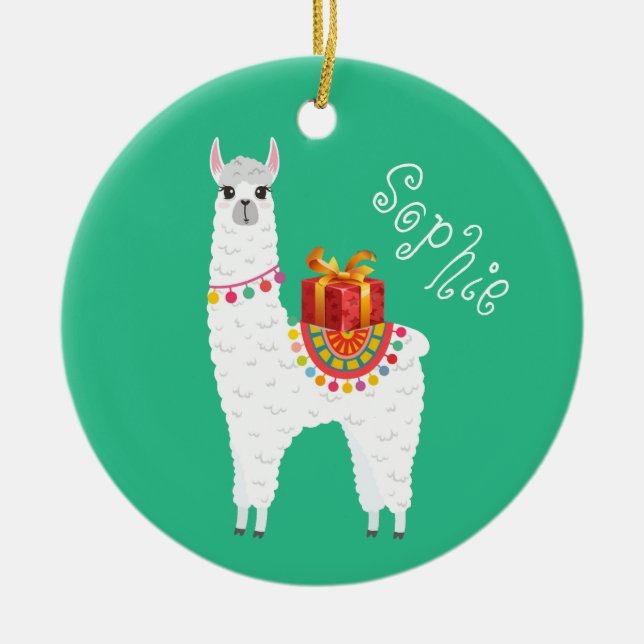 Funky Alpaca niedliches Lama Keramik Ornament (Vorne)