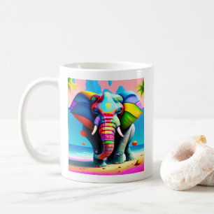 Funky and Playful Rainbow Elephant Print Kaffeetasse