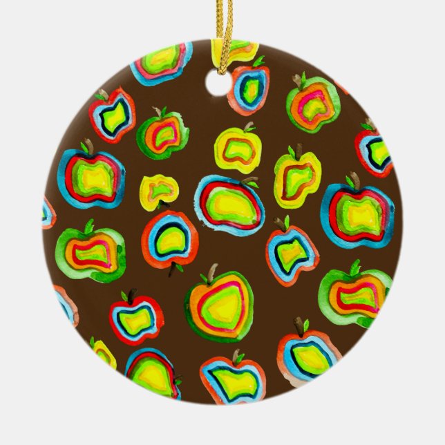 Funky Apfel Aquarellfrucht Design Keramik Ornament (Vorne)