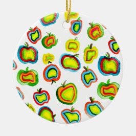 Funky Apfel Aquarellfrucht Design Keramik Ornament