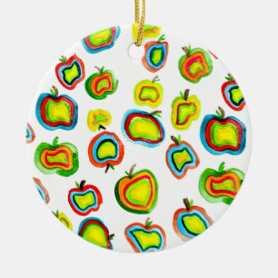 Funky Apfel Aquarellfrucht Design Keramik Ornament