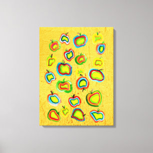 Funky Apfel Aquarellfrucht Design Leinwanddruck