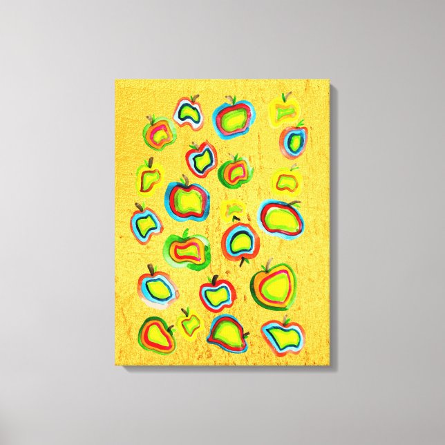 Funky Apfel Aquarellfrucht Design Leinwanddruck (Vorderseite)