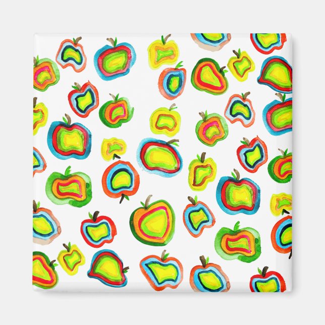 Funky Apfel Aquarellfrucht Design Magnet (Vorne)