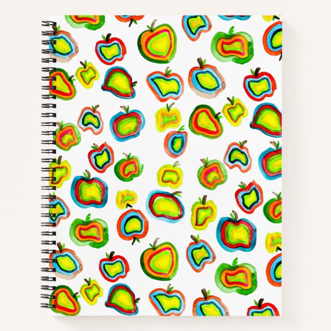 Funky Apfel Aquarellfrucht Design Notizbuch (Vorderseite)