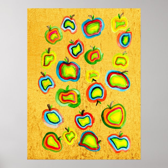 Funky Apfel Aquarellfrucht Design Poster (Vorne)