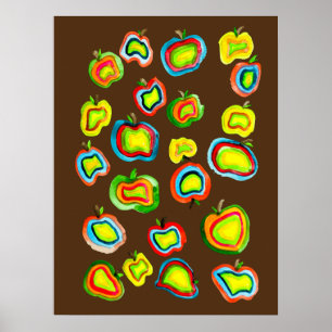 Funky Apfel Aquarellfrucht Design Poster