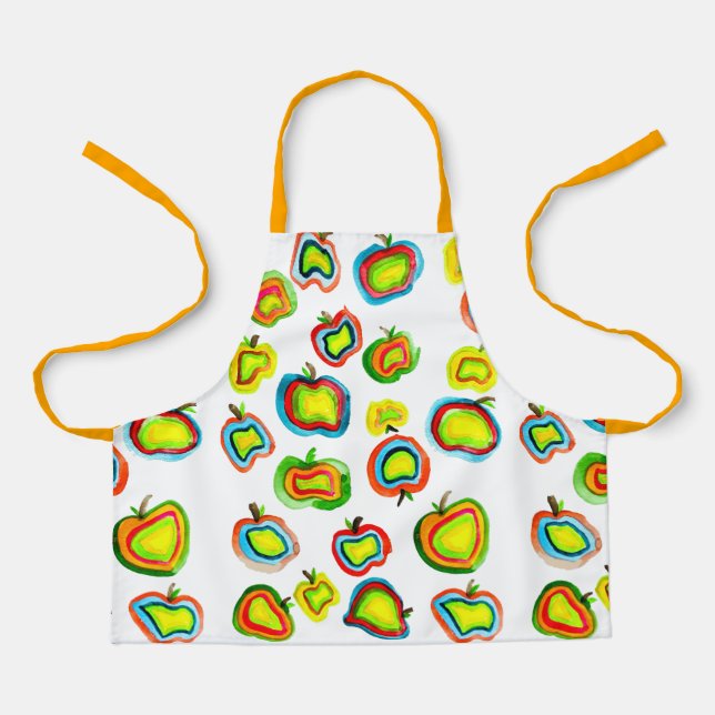 Funky Apfel Aquarellfrucht Design Schürze (Vorderseite)
