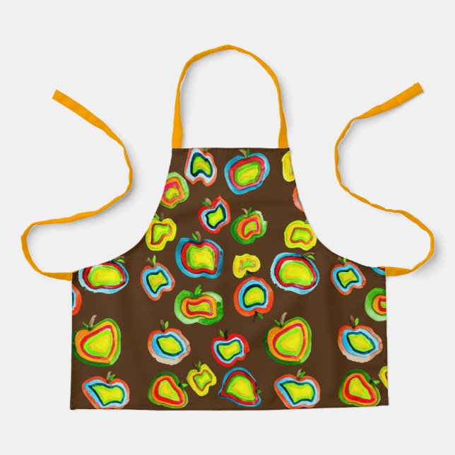 Funky Apfel Aquarellfrucht Design Schürze (Vorderseite)