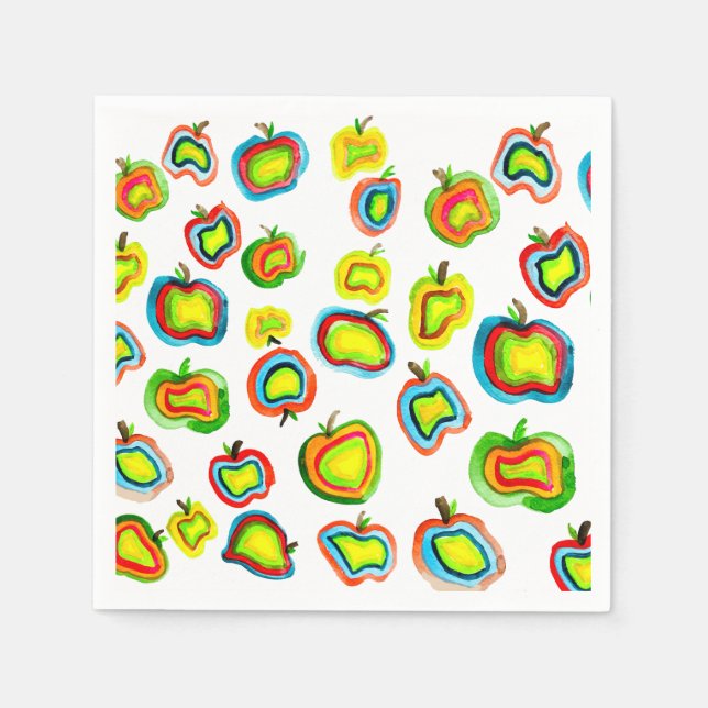 Funky Apfel Aquarellfrucht Design Serviette (Vorderseite)