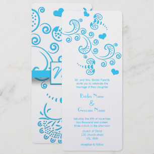 Funky Aqua Blau Schmetterling oder Hummel Hochzeit Einladung
