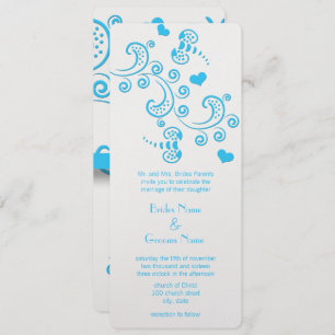 Funky Aqua Blue Butterfly oder Bumble Bee Wedding Einladung