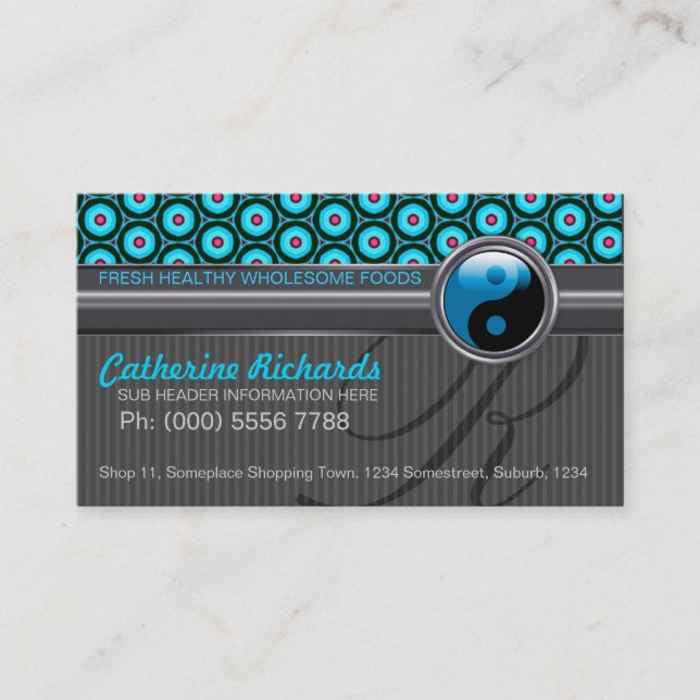 Funky Aqua Design Argent Style Café Carte de visit (Devant)