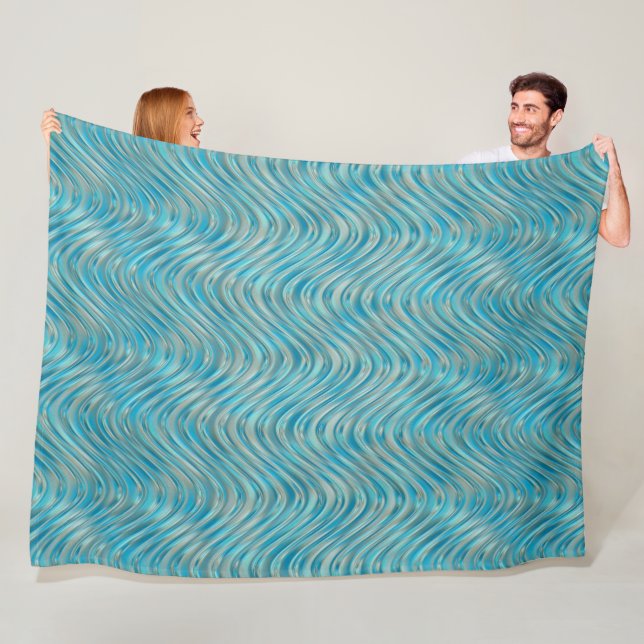 Funky Aqua Türkis Blaue Kurven Kunst, Dichtung und Fleecedecke (Beispiel)
