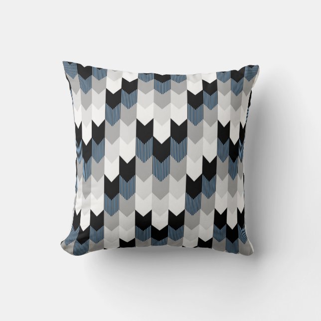 Funky Arrow Zickzack Stripes Black Grau White Kissen (Vorderseite)