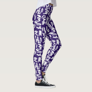 Funky Art Abstrait Bleu Blanc Leggings