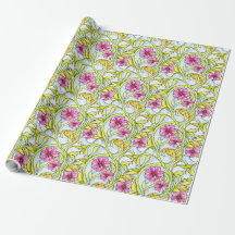 Funky Art Nouveau Aquarell Blumenmuster