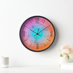 Funky Arty Kirschrosa-Aquafarbene Wanduhr
