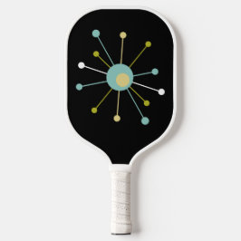 Funky Atomic Sternexplosion auf schwarzem Mittelal Pickleball Schläger