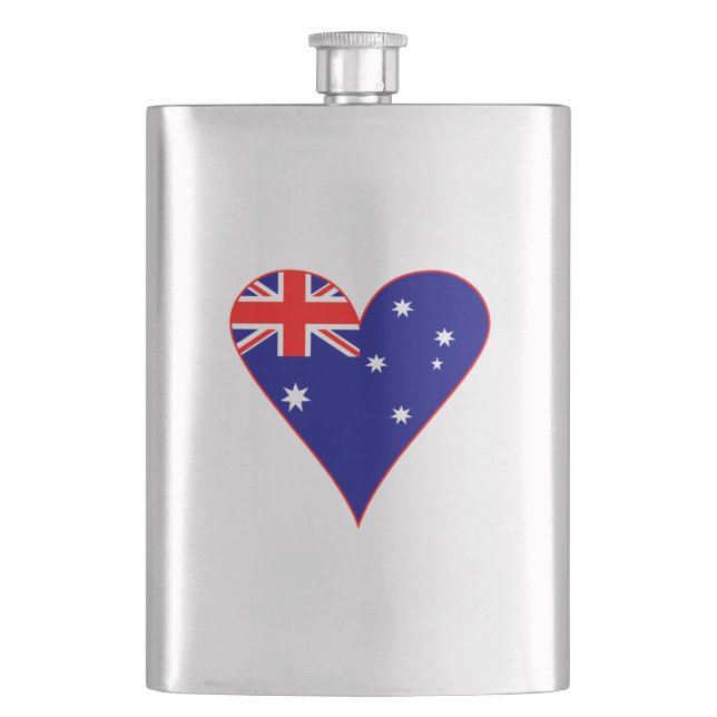 Funky Australia Herz Flag Red Border Flachmann (Vorderseite)