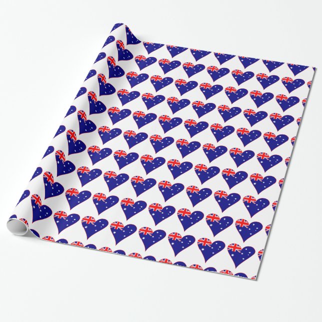 Funky Australia Herz Flag Red Border gefixt Geschenkpapier (Ungerollt)