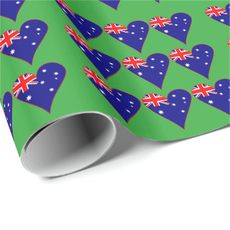 Funky Australia Herz Flagge grüner Hintergrund Geschenkpapier