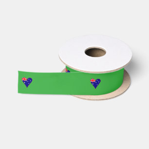 Funky Australia Herz Flagge grüner Hintergrund Satinband