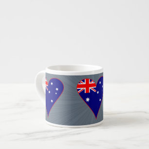 Funky Australia Herz Flagge rote Umrandung grauer Espressotasse