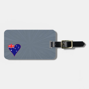 Funky Australia Herz Flagge rote Umrandung grauer Gepäckanhänger