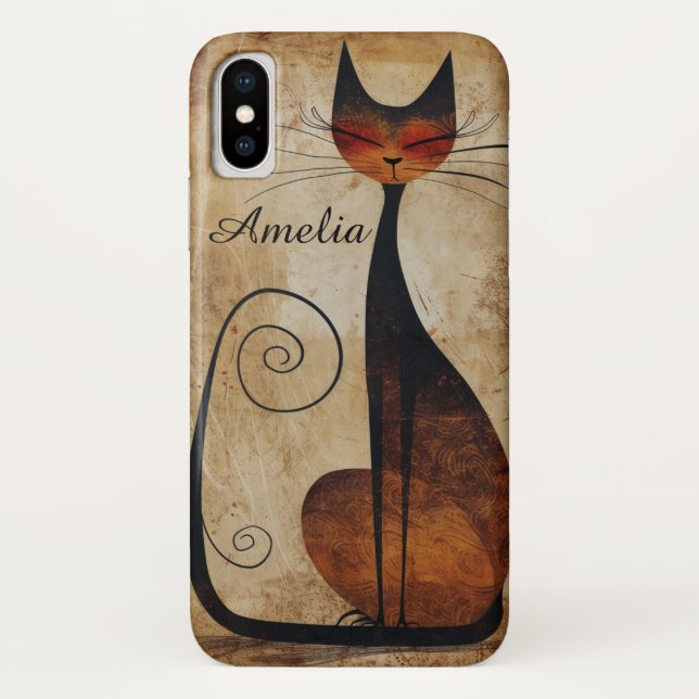 Funky Beautiful Cat Customizable iPhone X Case (Rückseite)