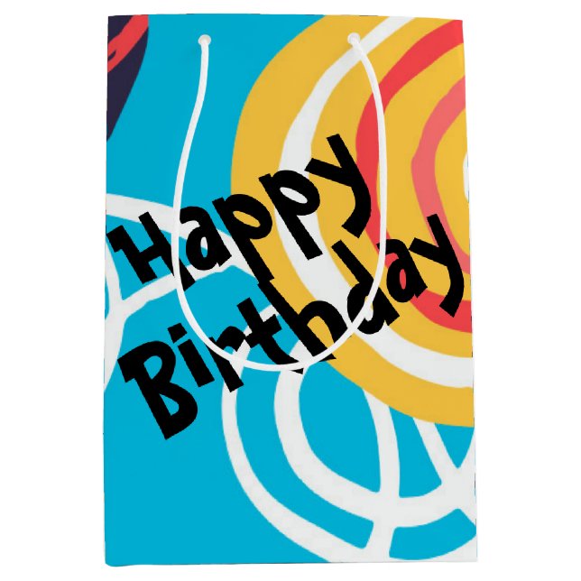 Funky Birthday Doodles Abstrakt Mittlere Geschenktüte (Vorderseite)