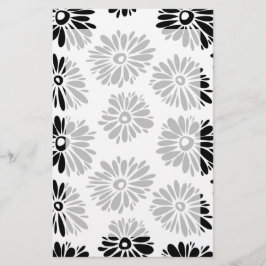 Funky Black and White Floral Briefpapier