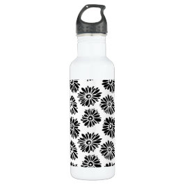 Funky Black and White Floral Edelstahlflasche
