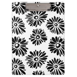 Funky Black and White Floral Klemmbrett