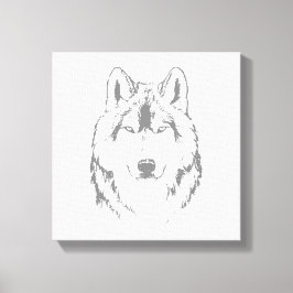 Funky Black and White Wolf Face Kopfskizze Leinwanddruck