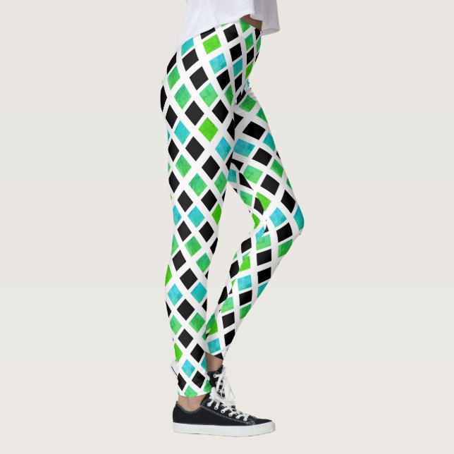Funky Black Green Blocks Leggings (Rechts)
