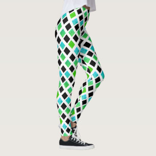 Funky Black Grüne Blöcke Leggings