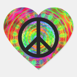 Funky Black Peace Sign Herz-Aufkleber