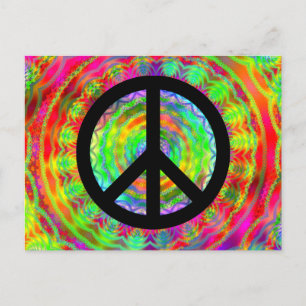 Funky Black Peace Zeichen Postkarte