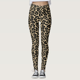 Funky Black & Tan Leopard Print Leggings