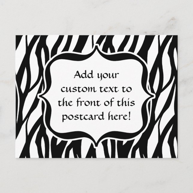 Funky Black/White Zebra Monogram Postkarte (Vorderseite)