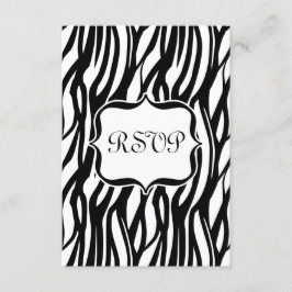 Funky Black/White Zebra Monogram RSVP Karte