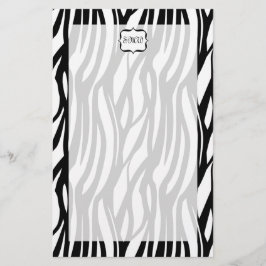 Funky Black/White Zebra Monogramm Briefpapier