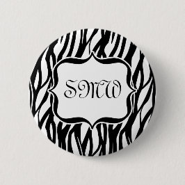 Funky Black/White Zebra Monogramm Button