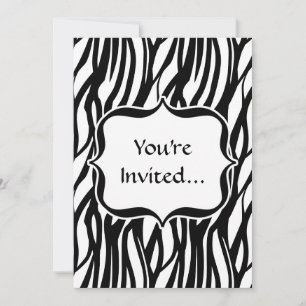 Funky Black/White Zebra Monogramm Einladung